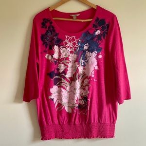 FLORAL EMBELLISHED TUNIC SHIRT TOP